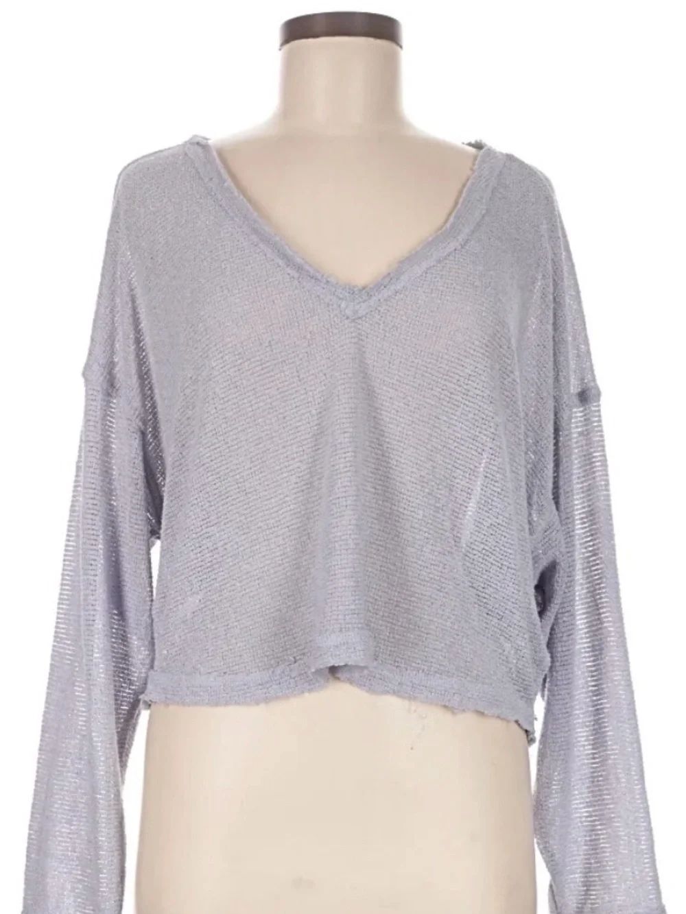 Urban Outfitters Light Grayish purple V-Neck Cropped Knit Pullover